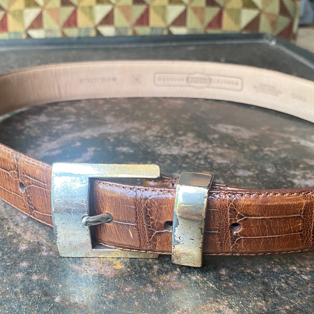 Fossil Men’s CROCO Embossed Cowhide Leather Belt BT3277 BRN M